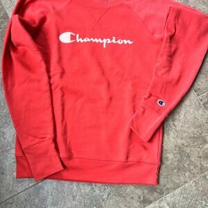 CHAMPION, poppy orange, pull over style crewneck women’s S sweatshirt